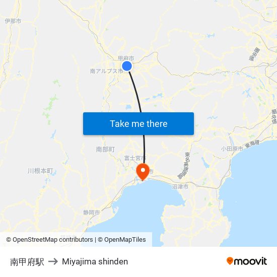 南甲府駅 to Miyajima shinden map