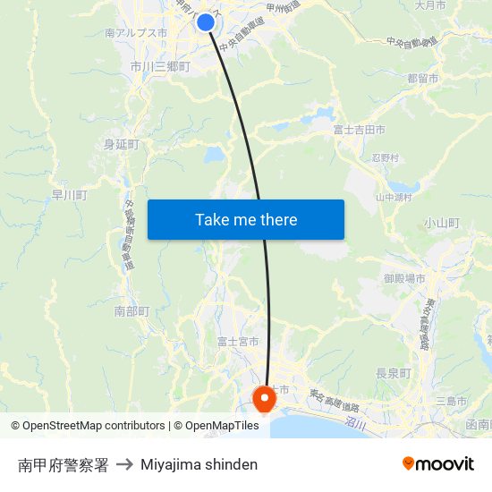 南甲府警察署 to Miyajima shinden map