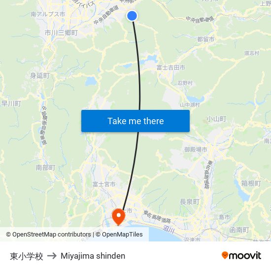 東小学校 to Miyajima shinden map