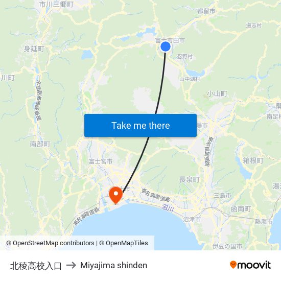 北稜高校入口 to Miyajima shinden map