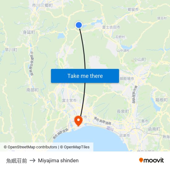 魚眠荘前 to Miyajima shinden map