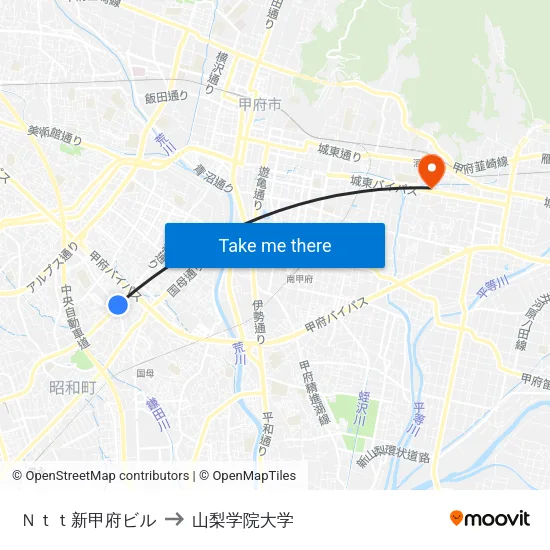 Ｎｔｔ新甲府ビル to 山梨学院大学 map