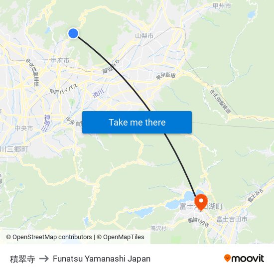 積翠寺 to Funatsu Yamanashi Japan map