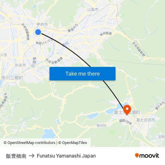 飯豊橋南 to Funatsu Yamanashi Japan map