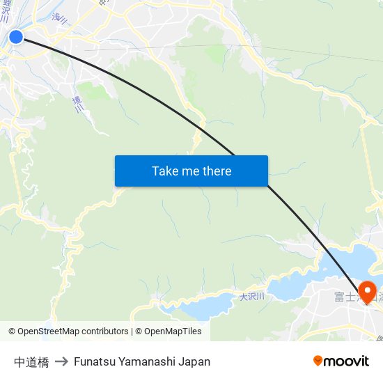 中道橋 to Funatsu Yamanashi Japan map