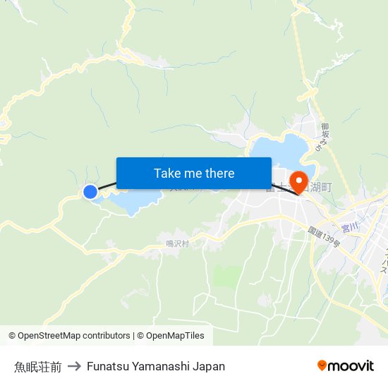 魚眠荘前 to Funatsu Yamanashi Japan map