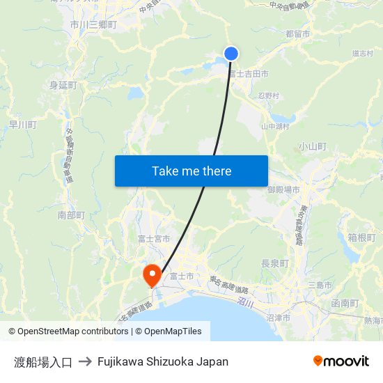 渡船場入口 to Fujikawa Shizuoka Japan map