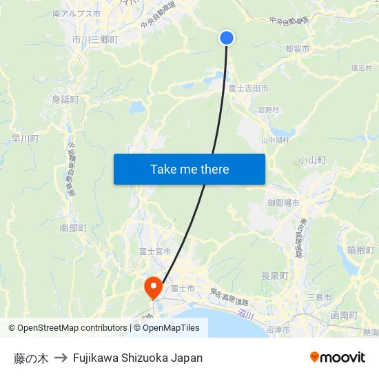 藤の木 to Fujikawa Shizuoka Japan map