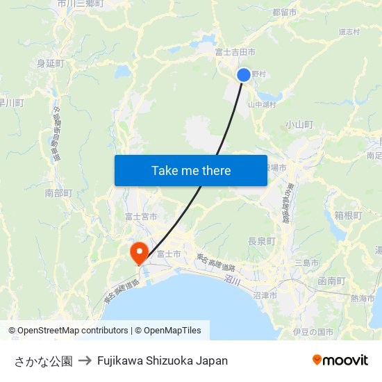 さかな公園 to Fujikawa Shizuoka Japan map