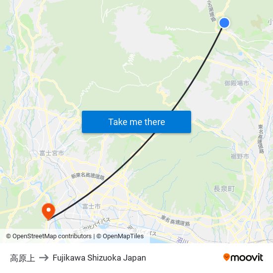 高原上 to Fujikawa Shizuoka Japan map