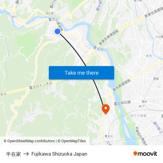 半在家 to Fujikawa Shizuoka Japan map