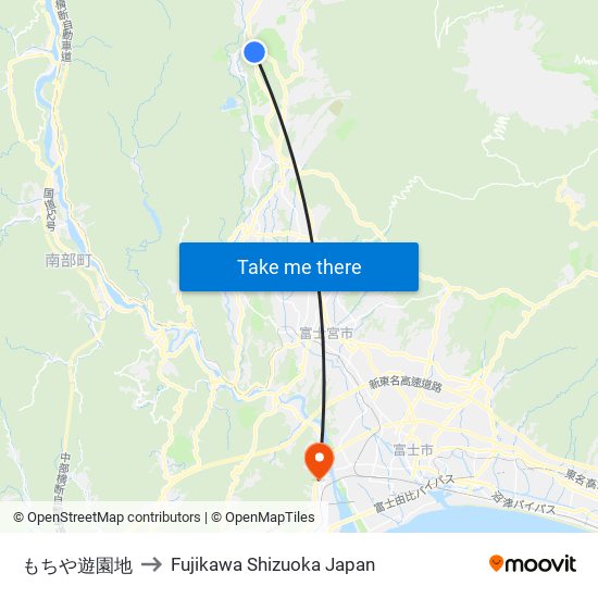 もちや遊園地 to Fujikawa Shizuoka Japan map