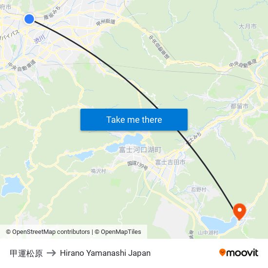 甲運松原 to Hirano Yamanashi Japan map