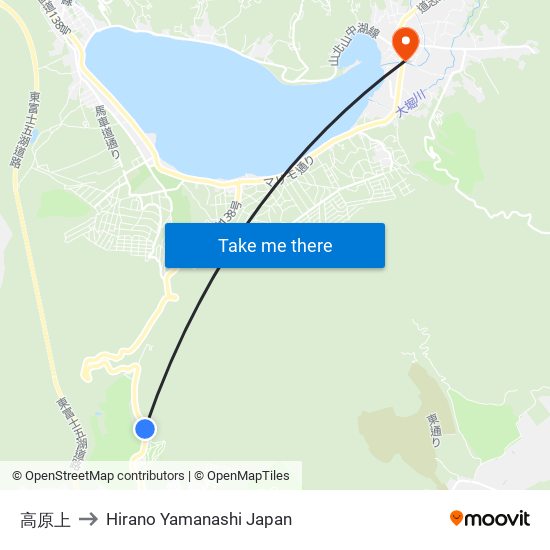 高原上 to Hirano Yamanashi Japan map