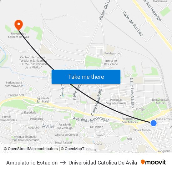 Ambulatorio Estación to Universidad Católica De Ávila map