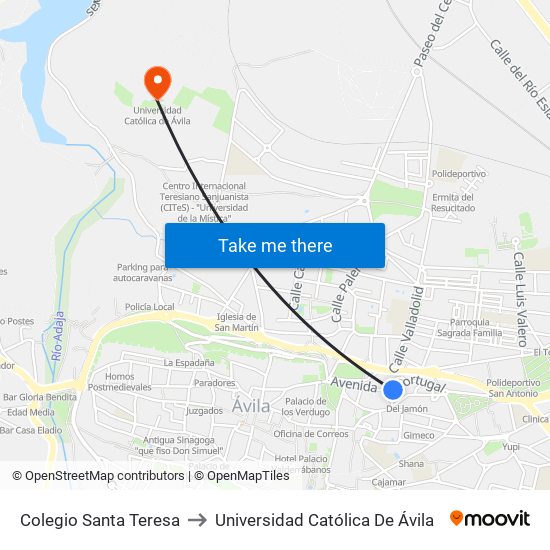 Colegio Santa Teresa to Universidad Católica De Ávila map