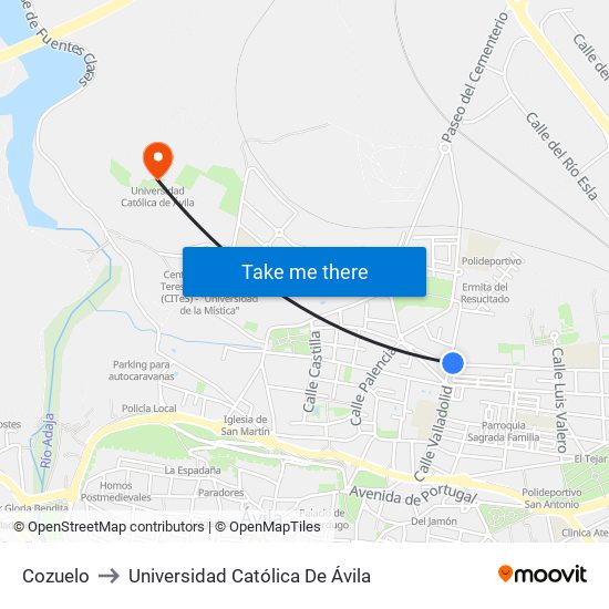 Cozuelo to Universidad Católica De Ávila map