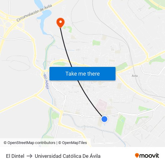 El Dintel to Universidad Católica De Ávila map