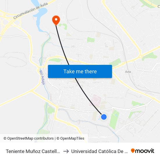 Teniente Muñoz Castellanos to Universidad Católica De Ávila map