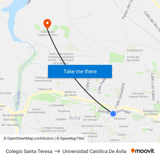 Colegio Santa Teresa to Universidad Católica De Ávila map