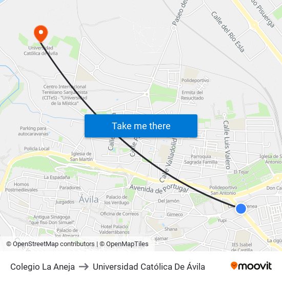 Colegio La Aneja to Universidad Católica De Ávila map