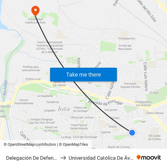 Delegación De Defensa to Universidad Católica De Ávila map