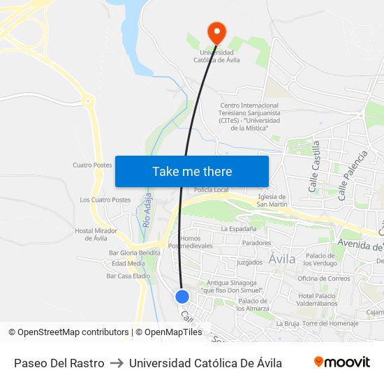 Paseo Del Rastro to Universidad Católica De Ávila map