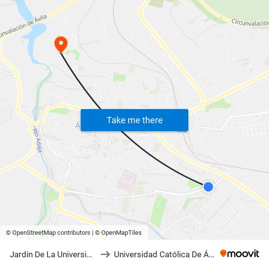 Jardín De La Universidad to Universidad Católica De Ávila map