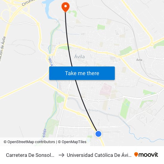 Carretera De Sonsoles to Universidad Católica De Ávila map