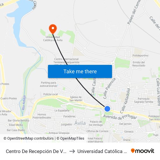 Centro De Recepción De Visitantes to Universidad Católica De Ávila map