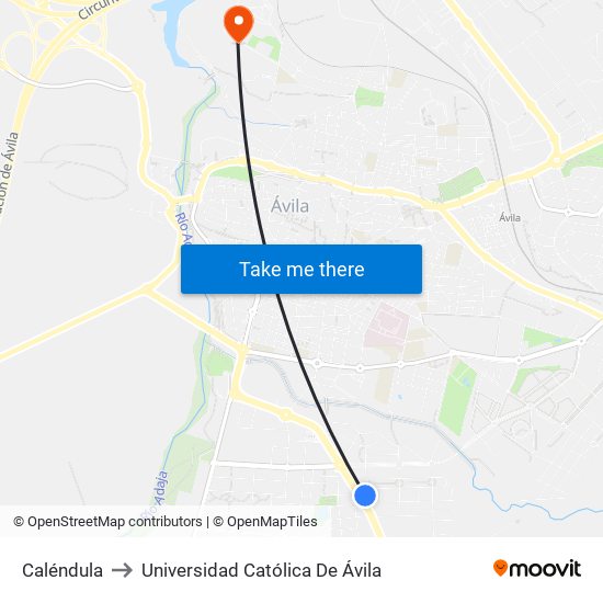 Caléndula to Universidad Católica De Ávila map