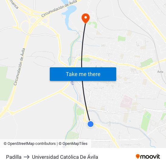 Padilla to Universidad Católica De Ávila map