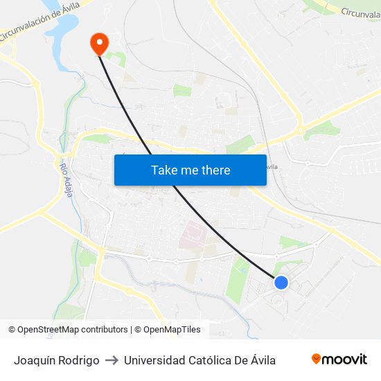 Joaquín Rodrigo to Universidad Católica De Ávila map