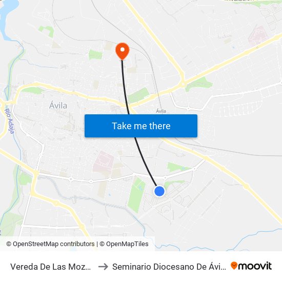 Vereda De Las Mozas to Seminario Diocesano De Ávila map