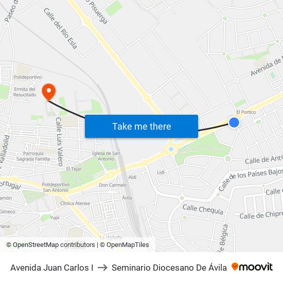 Avenida Juan Carlos I to Seminario Diocesano De Ávila map