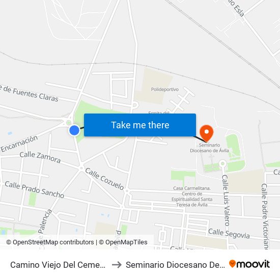 Camino Viejo Del Cementerio to Seminario Diocesano De Ávila map