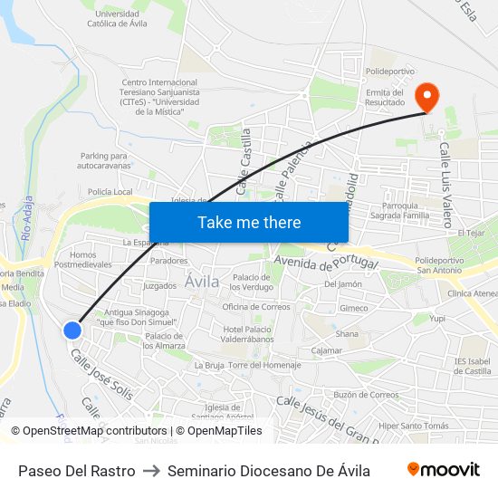 Paseo Del Rastro to Seminario Diocesano De Ávila map