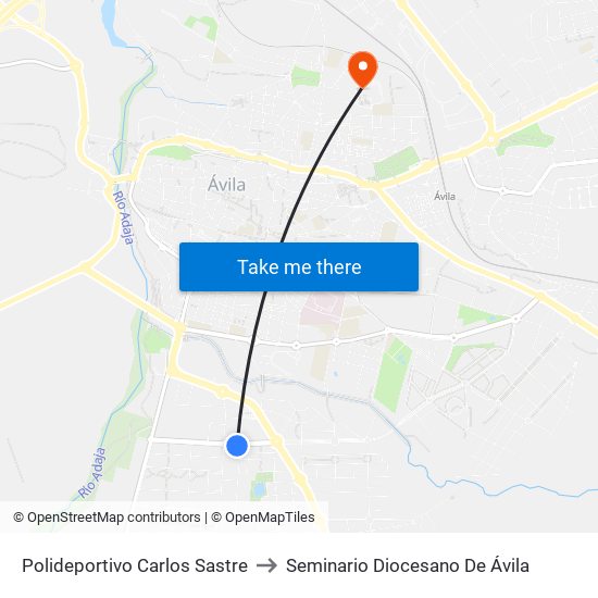 Polideportivo Carlos Sastre to Seminario Diocesano De Ávila map