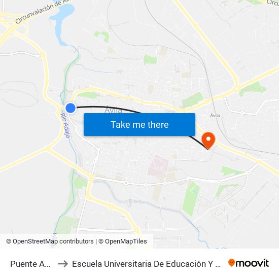 Puente Adaja to Escuela Universitaria De Educación Y Turismo map