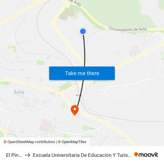 El Pinar to Escuela Universitaria De Educación Y Turismo map