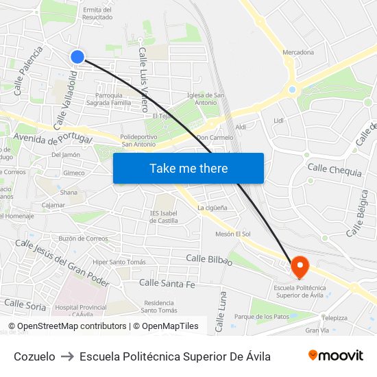 Cozuelo to Escuela Politécnica Superior De Ávila map