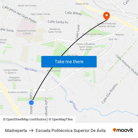 Madreperla to Escuela Politécnica Superior De Ávila map