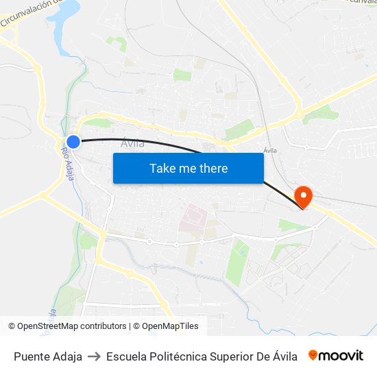 Puente Adaja to Escuela Politécnica Superior De Ávila map