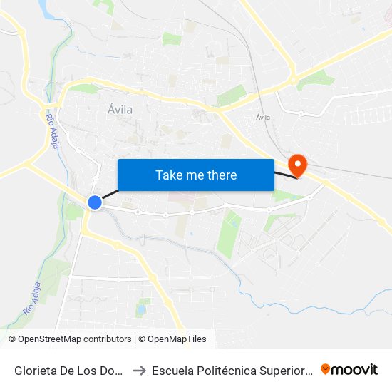 Glorieta De Los Donantes to Escuela Politécnica Superior De Ávila map