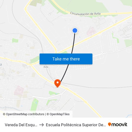 Vereda Del Esquileo to Escuela Politécnica Superior De Ávila map