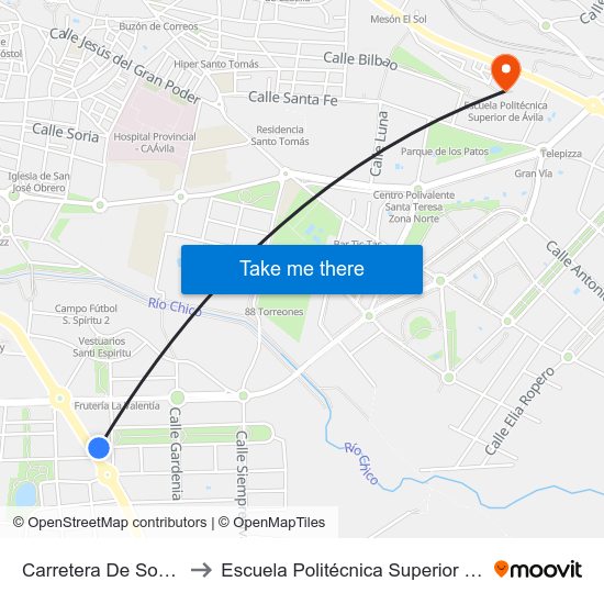 Carretera De Sonsoles to Escuela Politécnica Superior De Ávila map