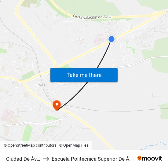 Ciudad De Ávila to Escuela Politécnica Superior De Ávila map