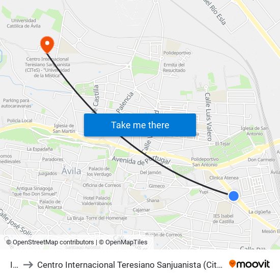 Icm to Centro Internacional Teresiano Sanjuanista (Cites) - ""Universidad De La Mística"" map