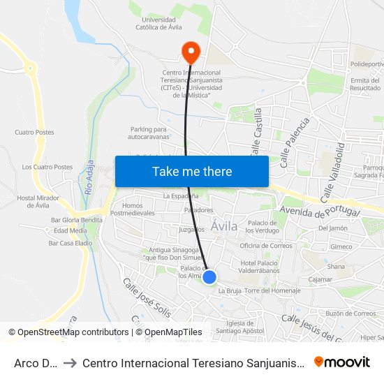 Arco Del Rastro to Centro Internacional Teresiano Sanjuanista (Cites) - ""Universidad De La Mística"" map