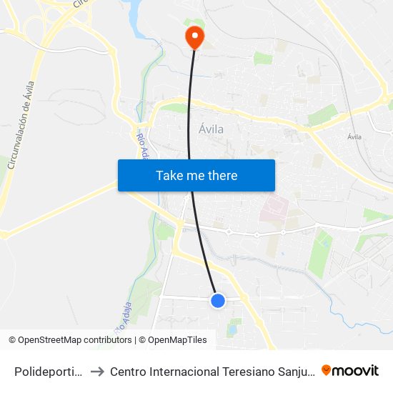 Polideportivo Carlos Sastre to Centro Internacional Teresiano Sanjuanista (Cites) - ""Universidad De La Mística"" map